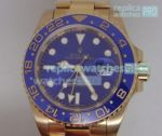 Copy Rolex GMT-Master II Blue Dial Blue Ceramic Bezel Gold Case Watch